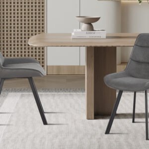 Stoel 'Amelie' Ribstof Grijs