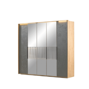 Milano 5-deurs Antraciet Kleerkast met Spiegel