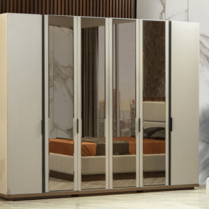 Erzin 6-deurs Kleerkast met Spiegel – Strand