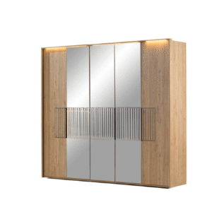 Milano 5-deurs Houten Kleerkast met Spiegel