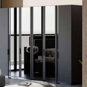 Erzin 6-deurs Kleerkast met Spiegel – Grijs