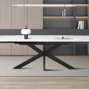 Uitschuifbare tafel 'Ares' 160-240 cm Deens Ovaal Steen Wit