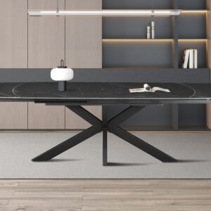 Uitschuifbare tafel 'Ares' 160-240 cm Deens Ovaal Steen Zwart